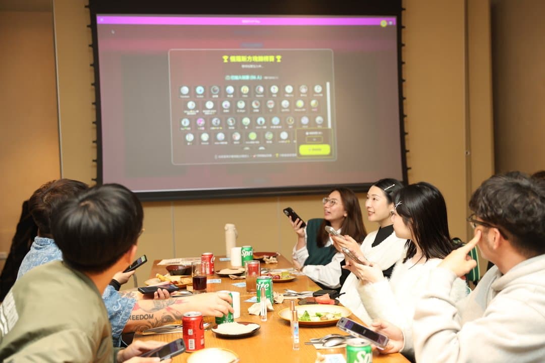 Big screen showing the live top-ten leaderboard
