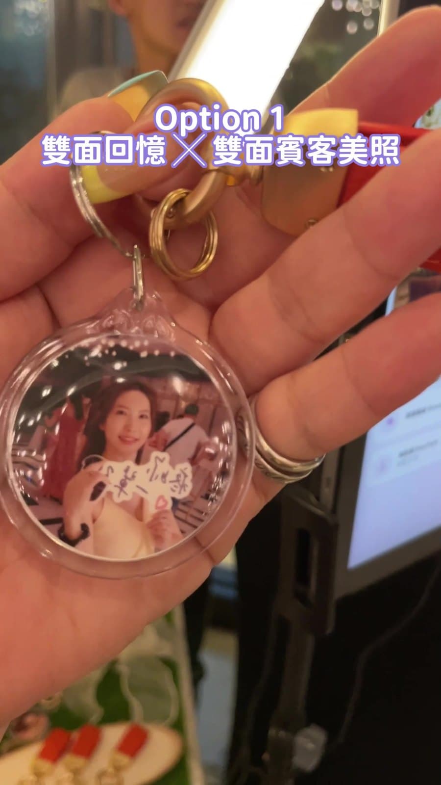 Double-sided memories — guest photos on both faces of the crystal charm