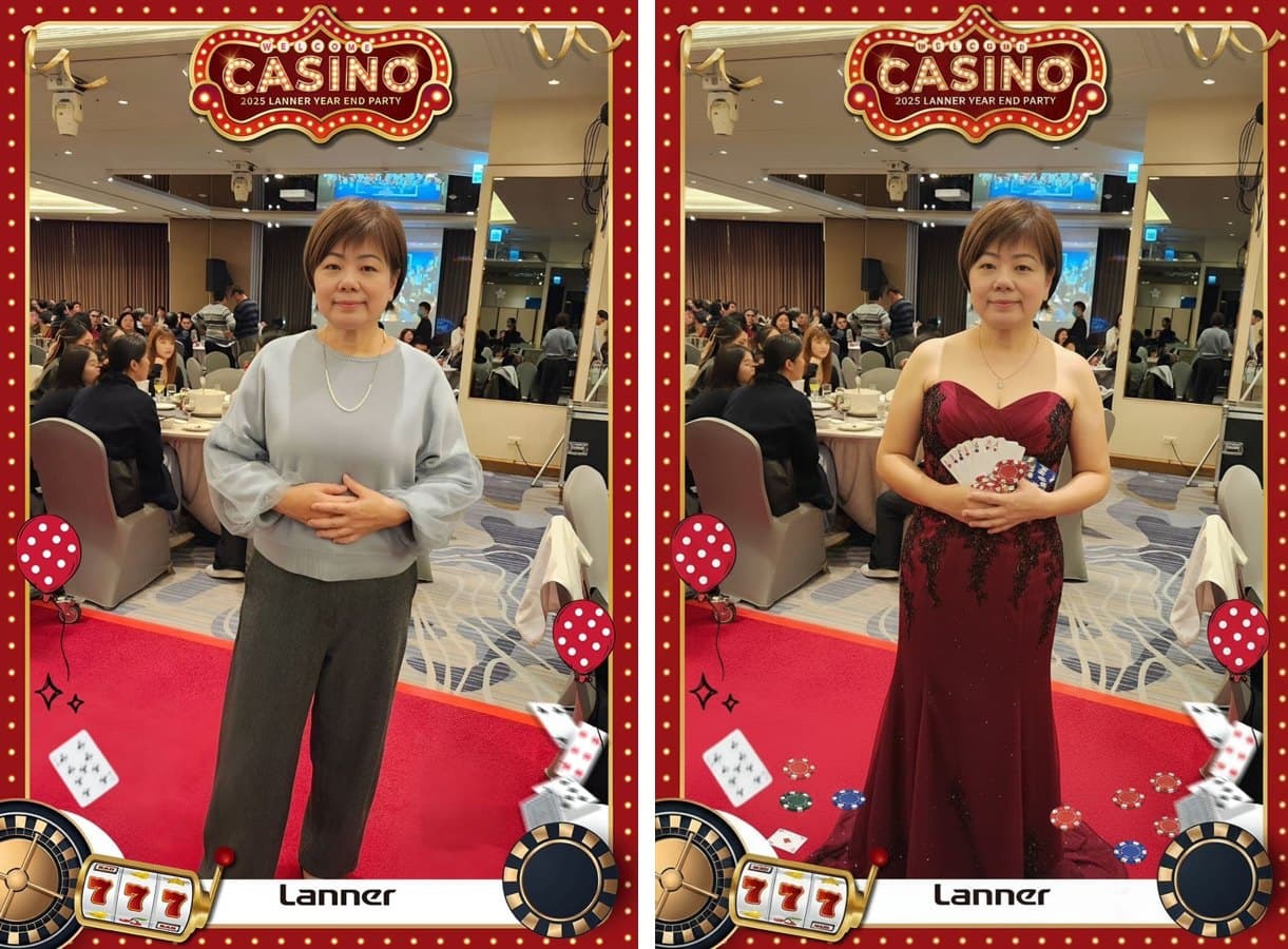 AI photo booth before/after — original D&D photo on the left, AI transformation on the right