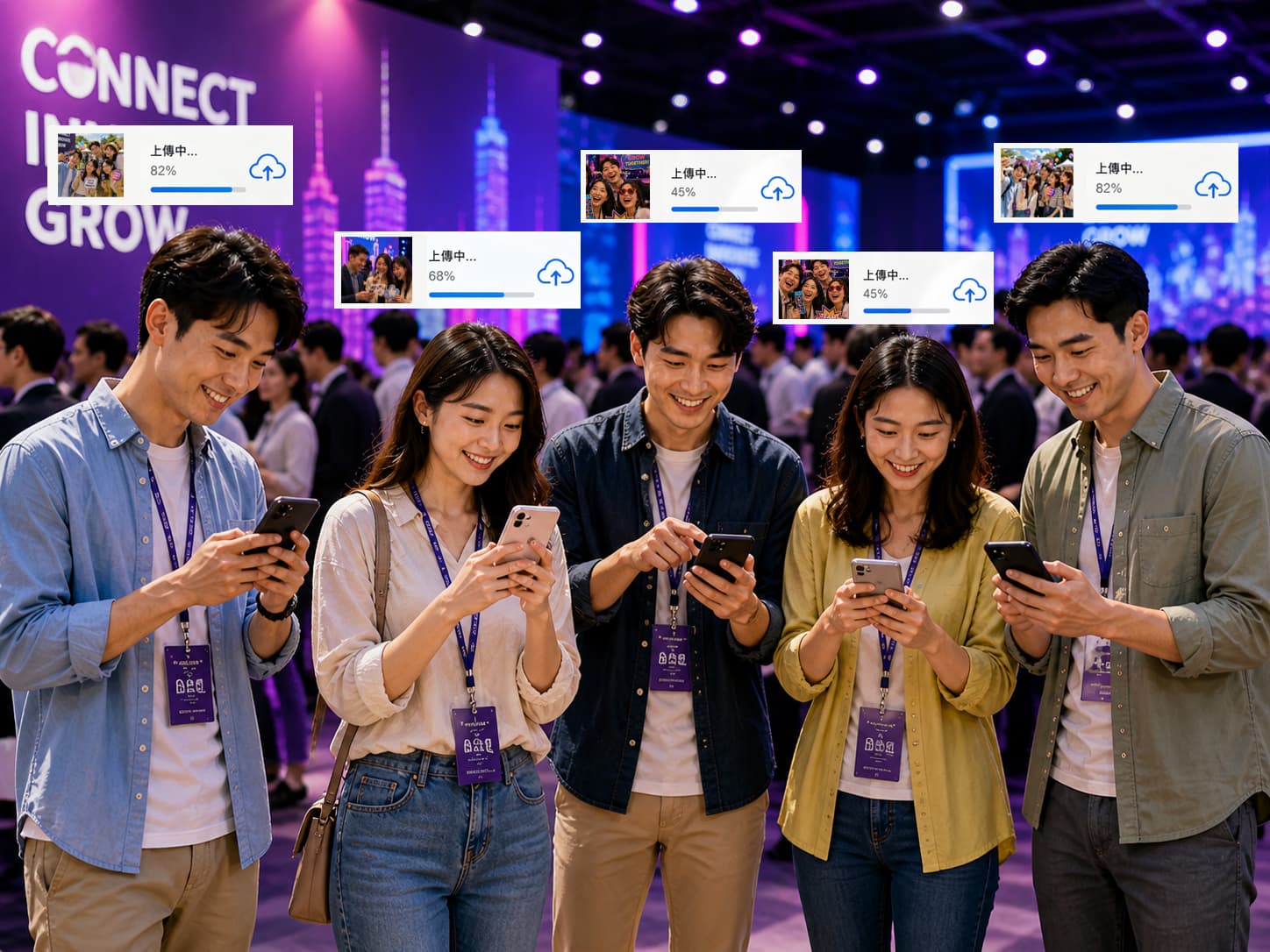 Simultaneous upload, live slideshow and print — no queues, no interruptions