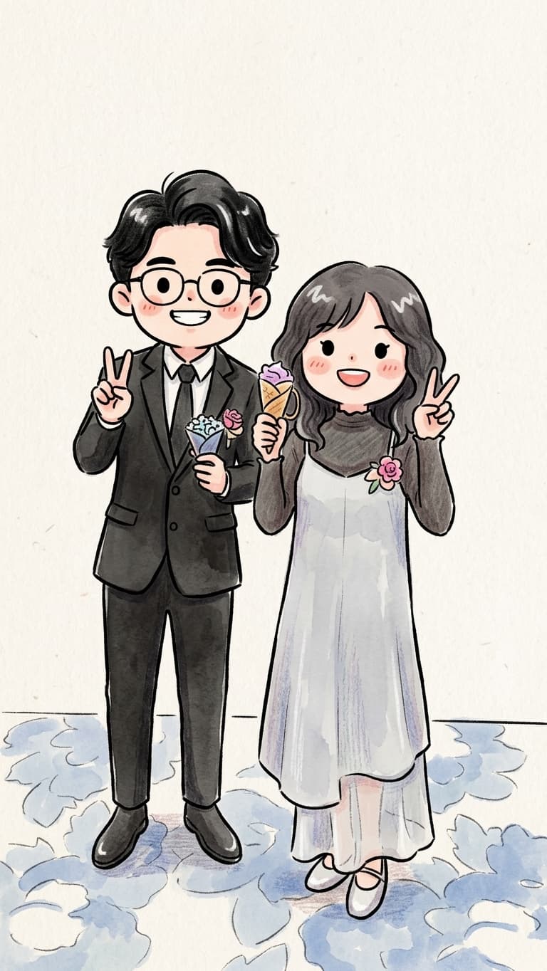 Cute chibi illustration of two guests