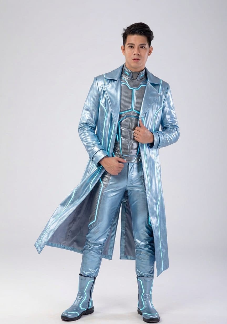 Brand-custom example — a futuristic metallic coat theme designed for a client DND