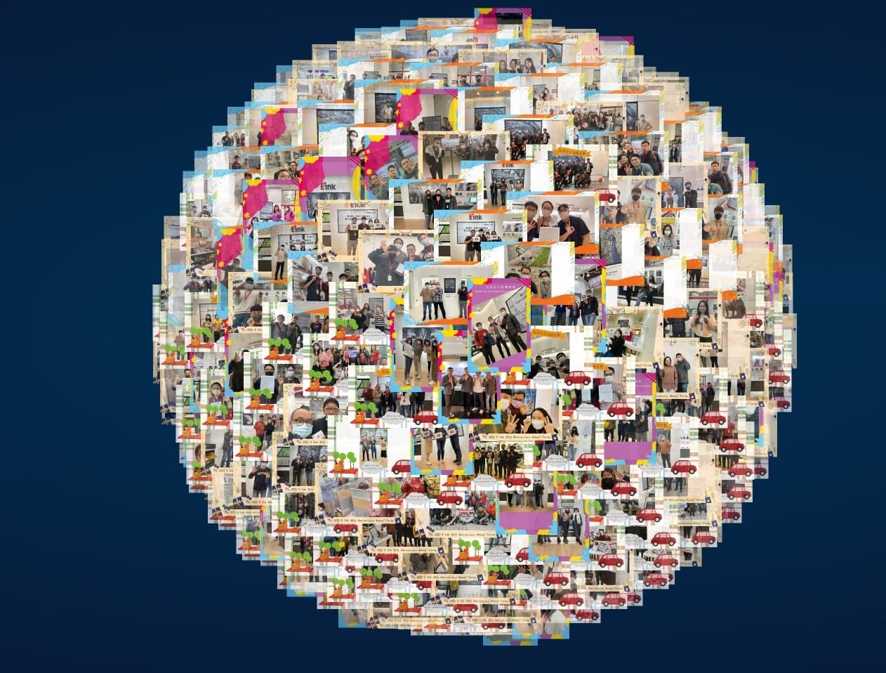 30th-anniversary gala — every guest photo gathered into a 3D photo sphere key visual