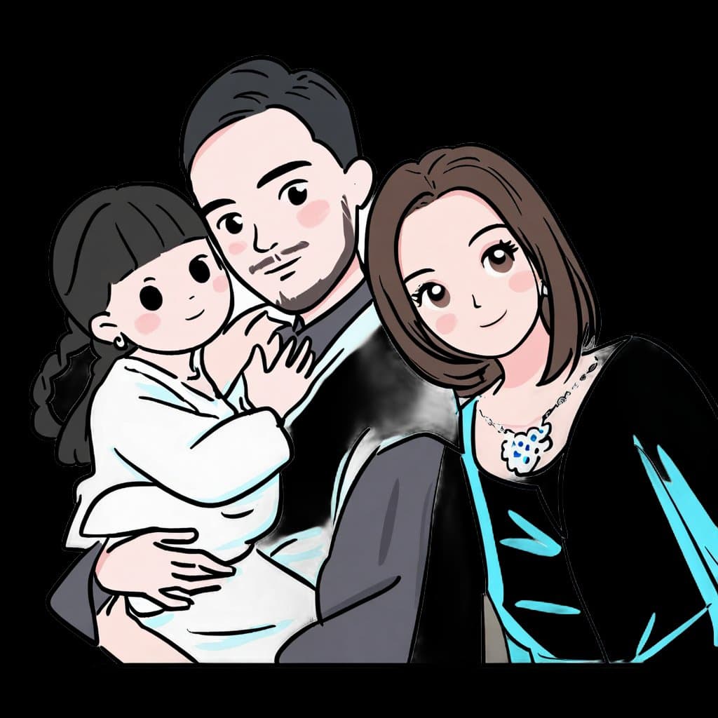 A family AI art portrait